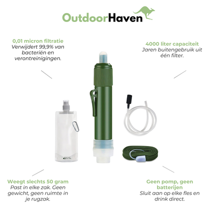 Waterfilter Camping Survival 4000L - Draagbaar - Noodwater Filter