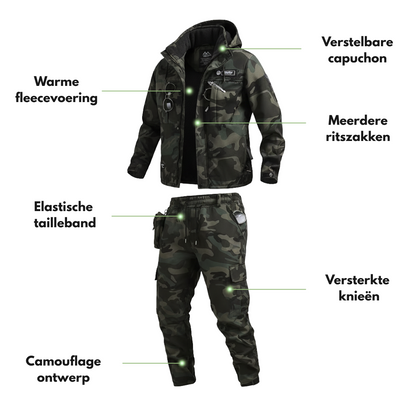 Heren Tactisch Set – Jas & Broek – Fleece Gevoerd & Winddicht