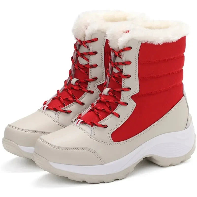 Snowboots dames met plateauzool in beige