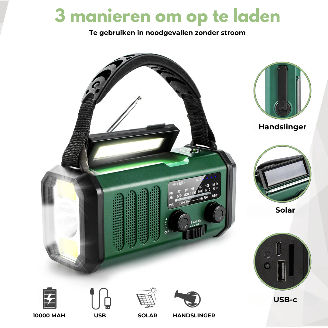 Professionele Noodradio - Solar & Opwindbaar - #1 bij Noodgevallen