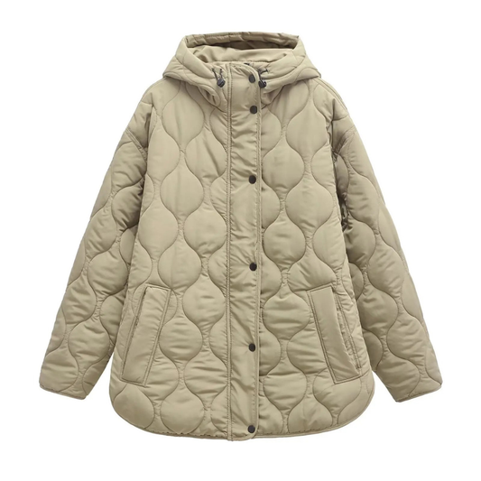Gewatteerde Lange Jas Dames - Waterdicht & Winddicht - Met Capuchon