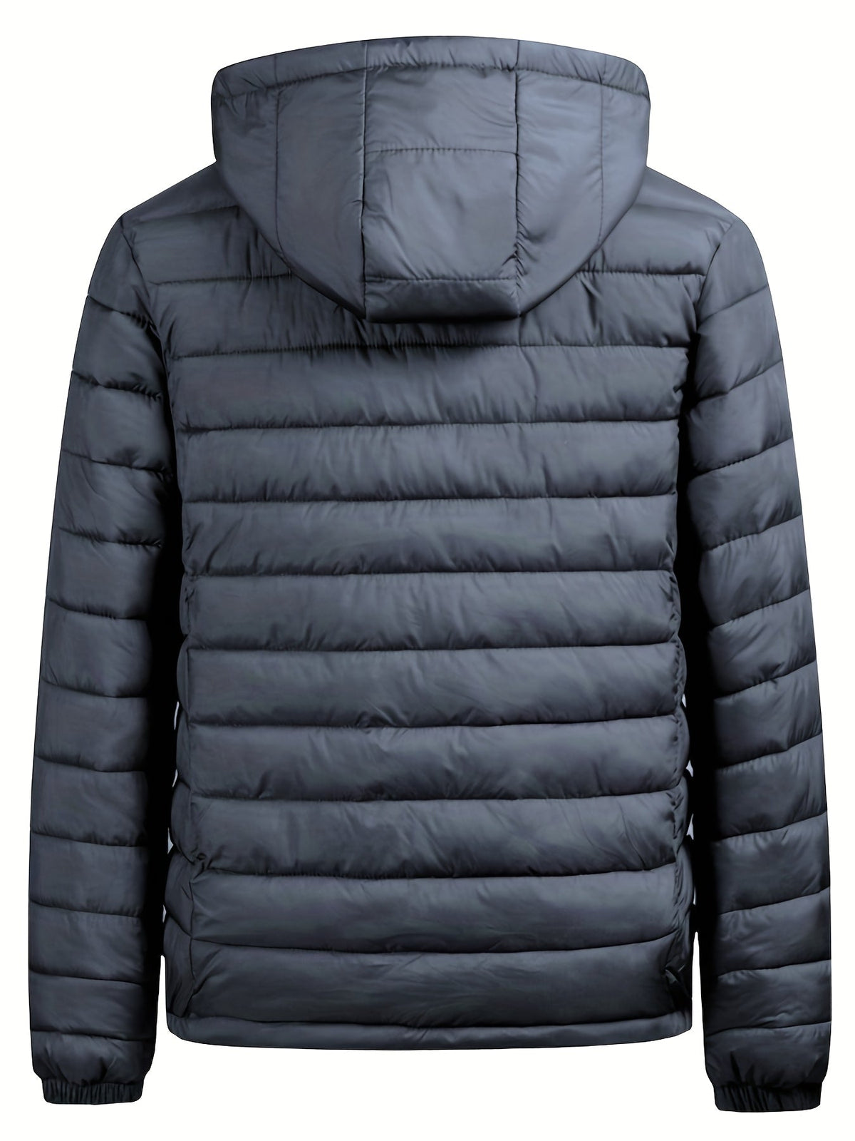 Heren winterjas met capuchon, gewatteerd in het zwart
