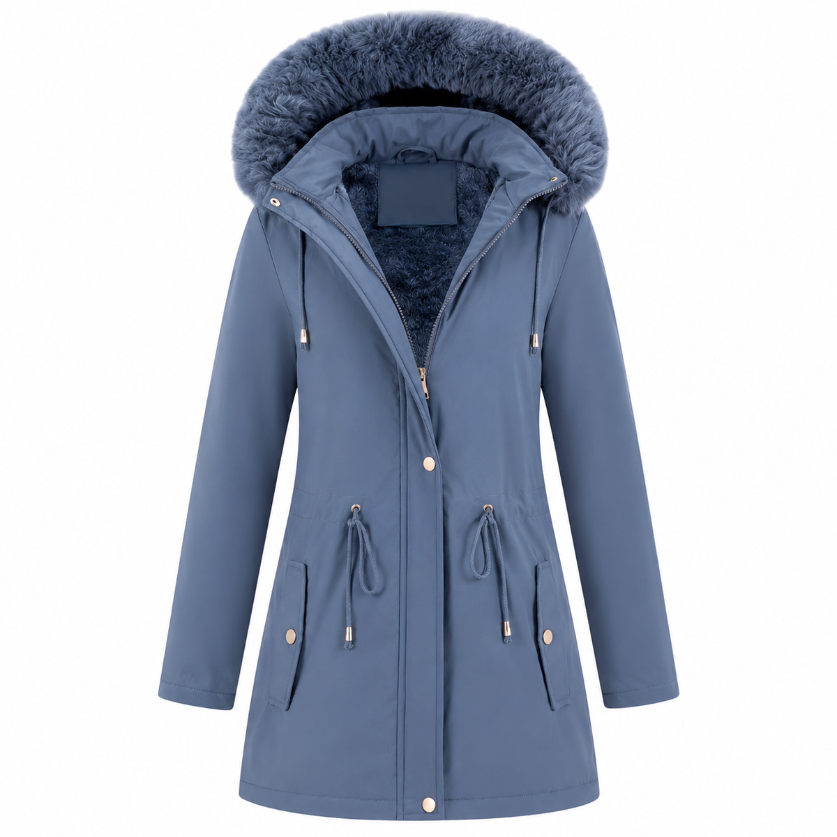 Parka dames met kunstbontcapuchon en waterdichte stof