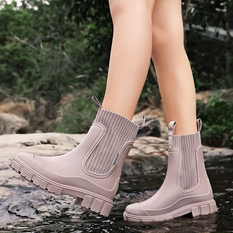 Regenlaarzen dames in chelsea-look, waterdicht