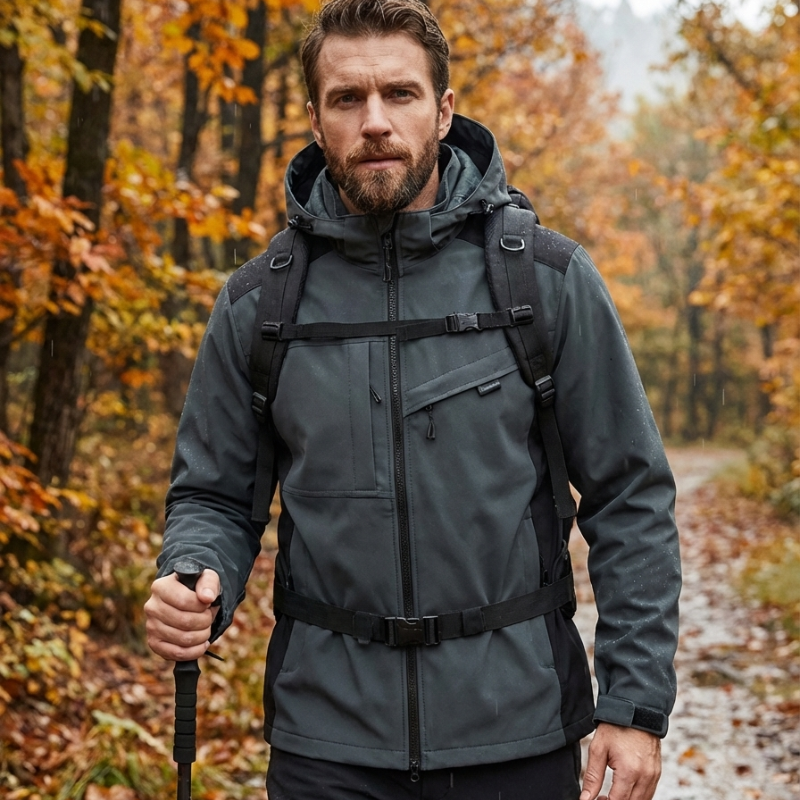 Hardshell jas voor heren, waterdicht en comprimeerbaar