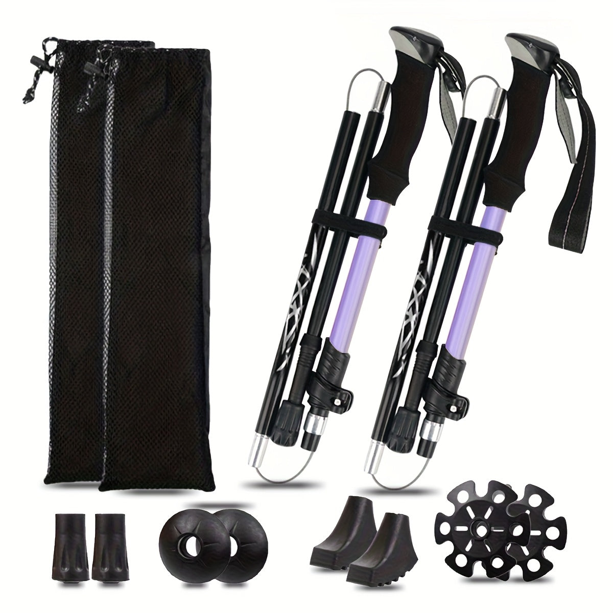 Opvouwbare Wandelstokken 2 Stuks - 34,5 cm Ingeklapt - Set met Draagtas