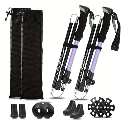Opvouwbare Wandelstokken 2 Stuks - 34,5 cm Ingeklapt - Set met Draagtas