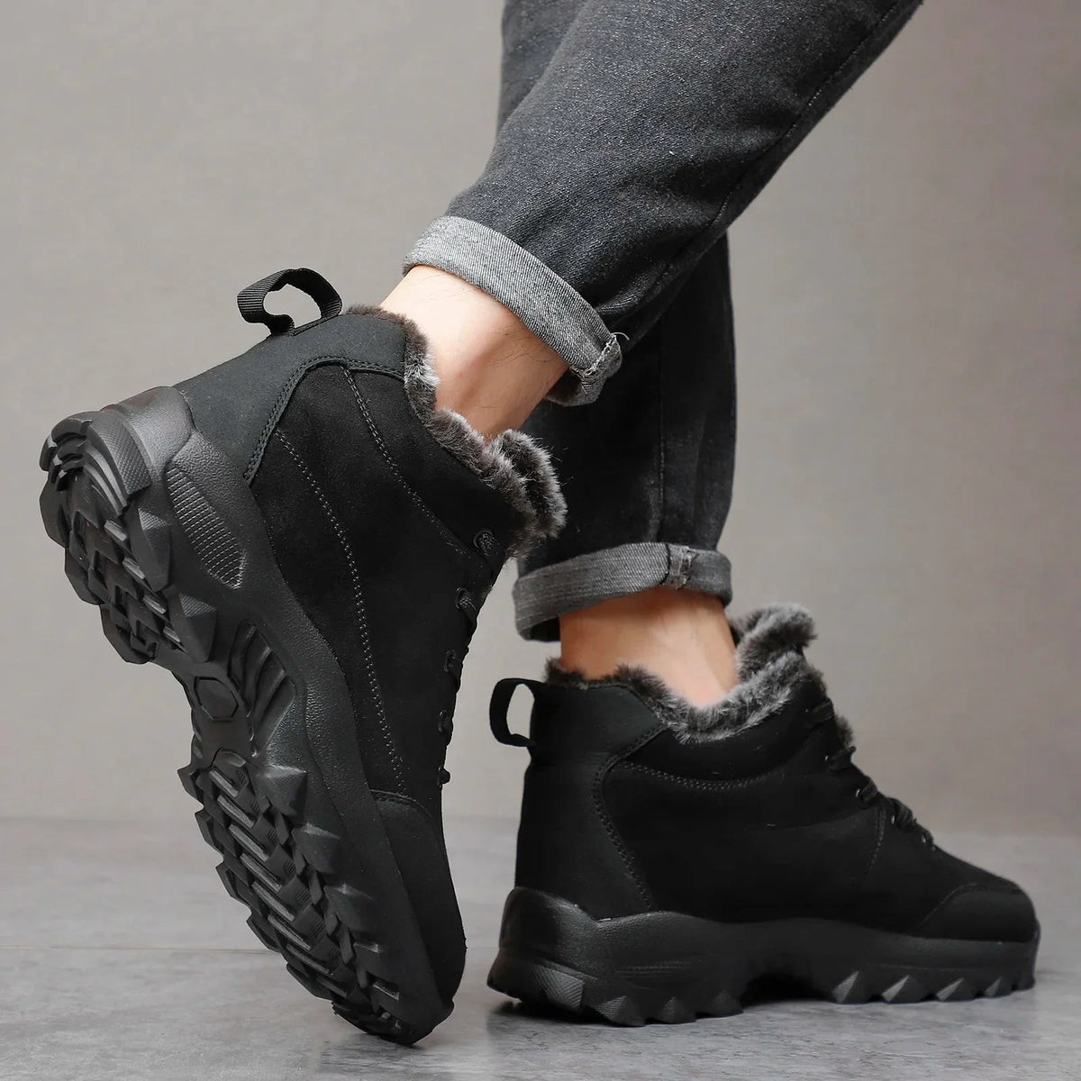 Waterdichte snowboots voor heren in het zwart