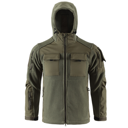 Heren fleecevest tactisch met capuchon in camouflage