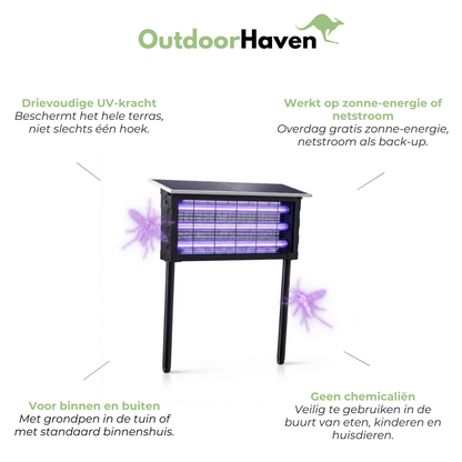 Solar Muggenlamp XXL - Drie UV-buizen - Binnen Buiten Duale Oplaadmodus