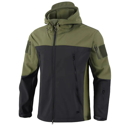 Gevoerde softshell jas heren met capuchon in camouflage