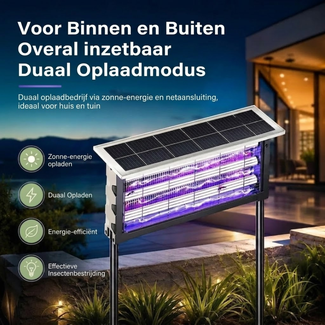 Solar Muggenlamp XXL - Drie UV-buizen - Binnen Buiten Duale Oplaadmodus