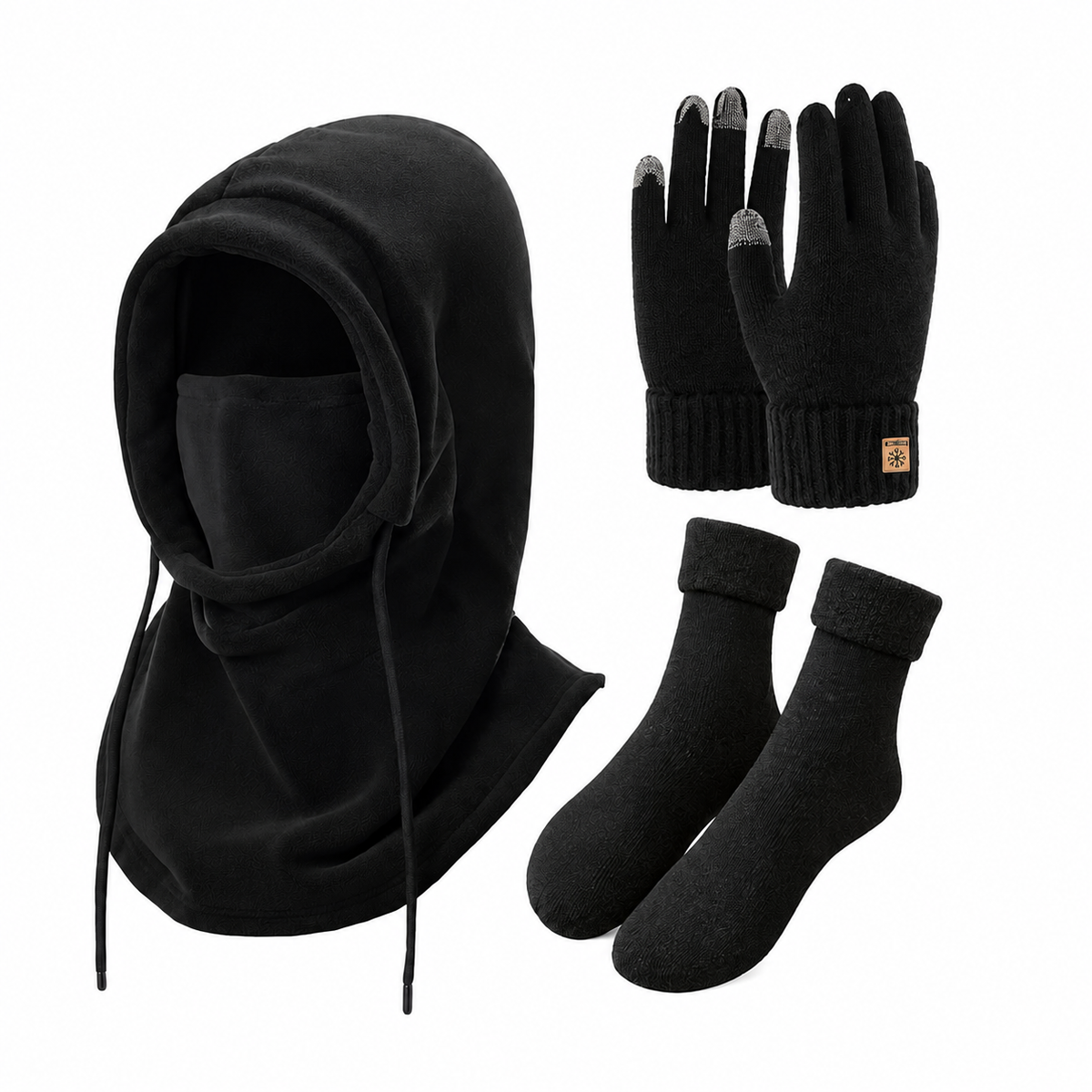 Bivakmuts Handschoenen Sokken Set - Fleece Gevoerd - 3-in-1