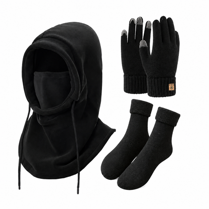 Bivakmuts Handschoenen Sokken Set - Fleece Gevoerd - 3-in-1