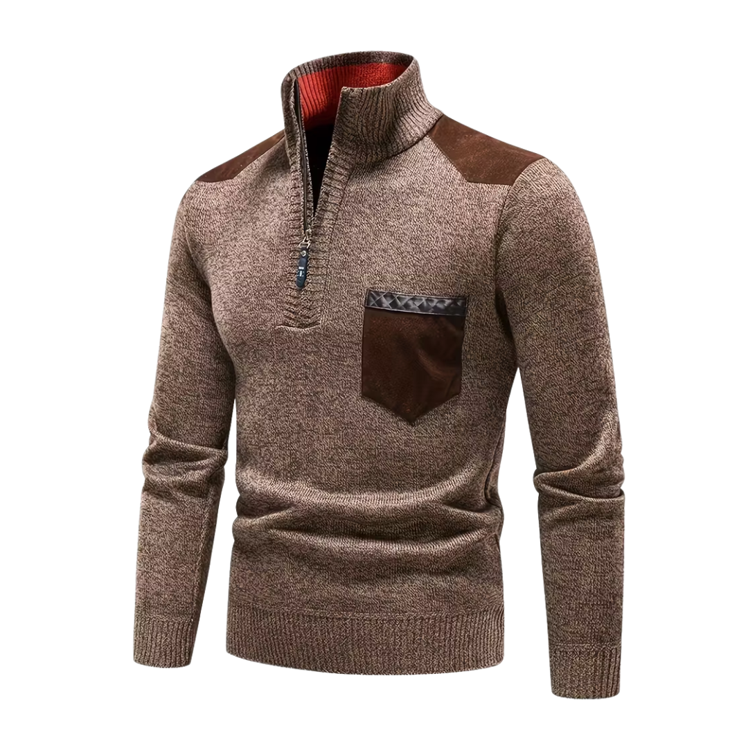 Heren Wintertrui – Half Col – Gebreid & Fleece Gevoerd
