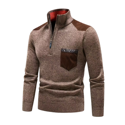 Heren Wintertrui – Half Col – Gebreid & Fleece Gevoerd