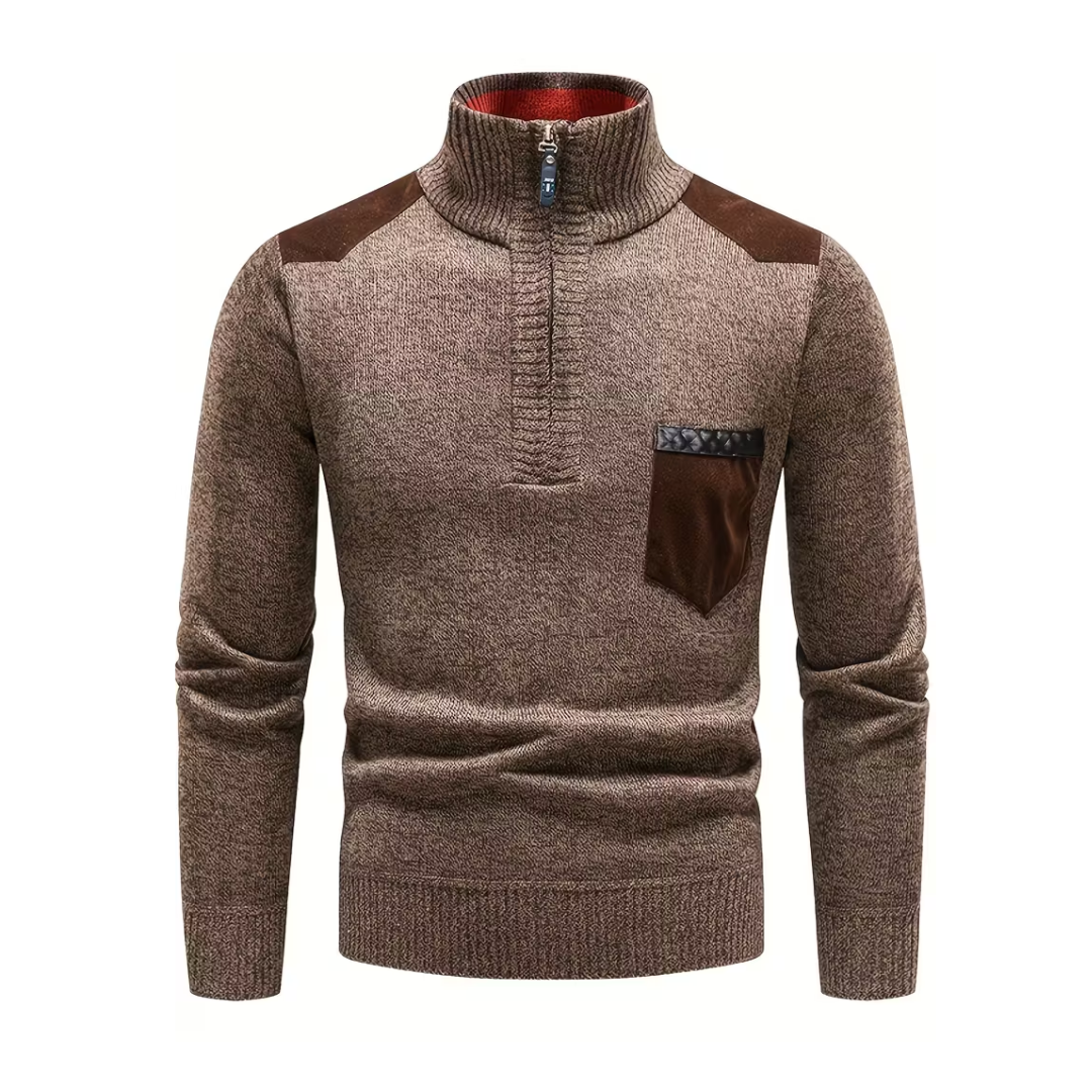 Heren Wintertrui – Half Col – Gebreid & Fleece Gevoerd
