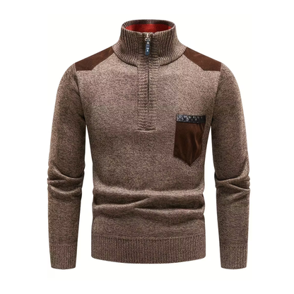 Heren Wintertrui – Half Col – Gebreid & Fleece Gevoerd