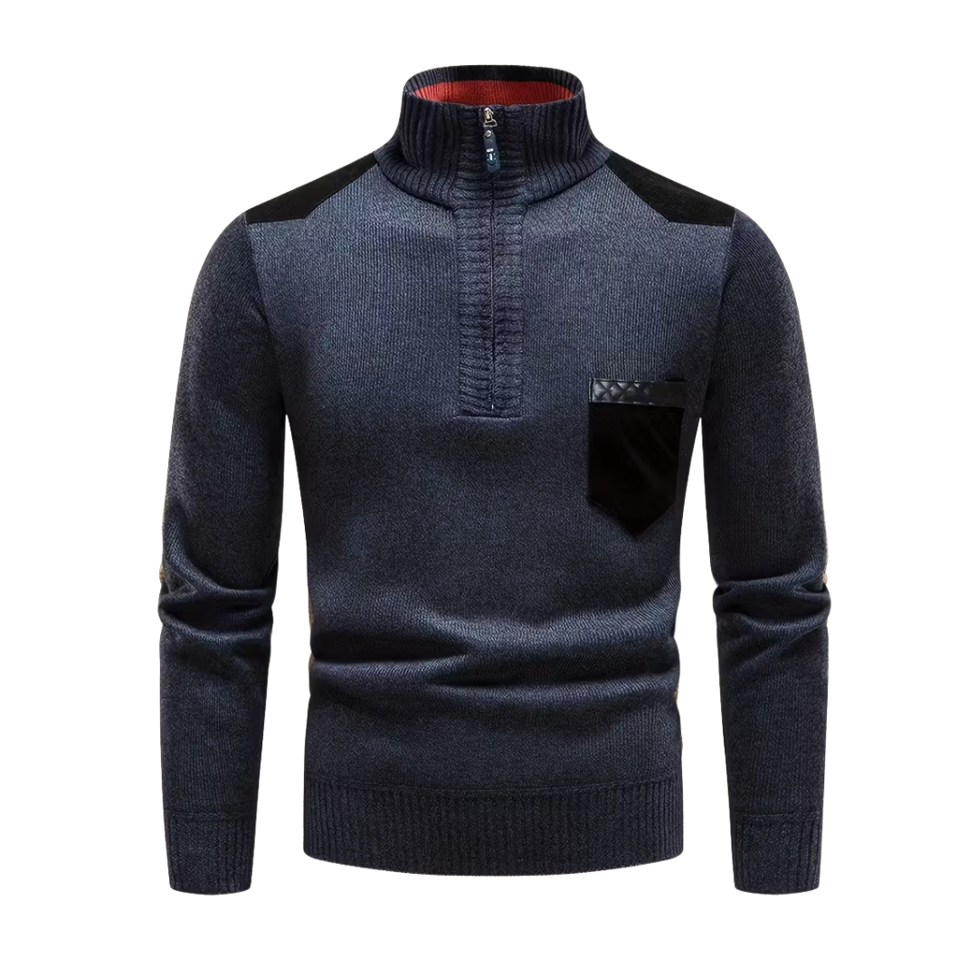Heren Wintertrui – Half Col – Gebreid & Fleece Gevoerd