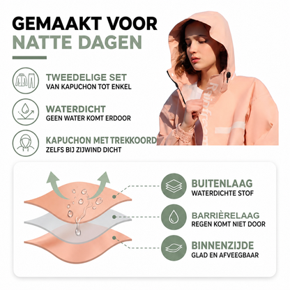 Regenpak Dames 2-delig - Regenjas en Regenbroek - Waterdicht