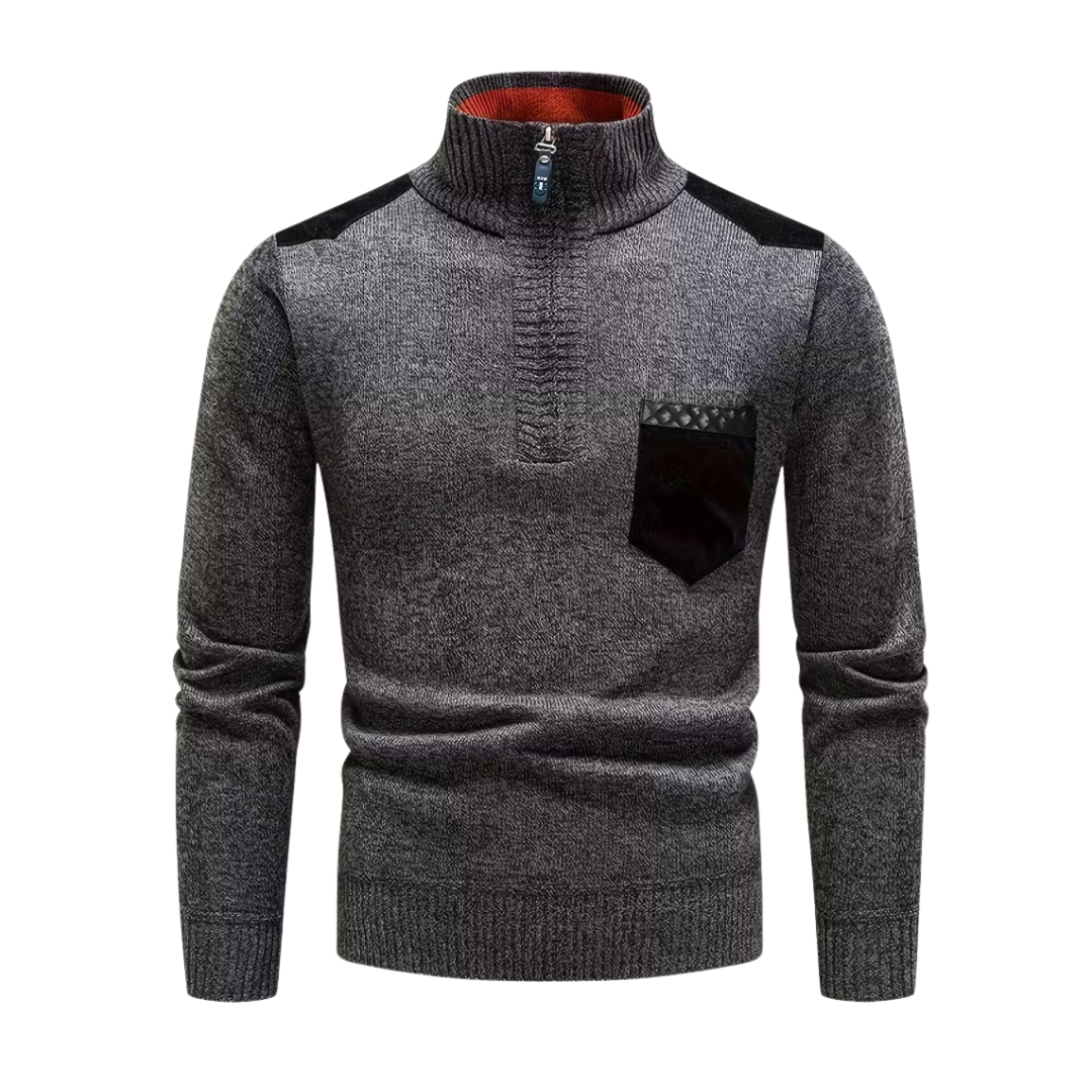 Heren Wintertrui – Half Col – Gebreid & Fleece Gevoerd