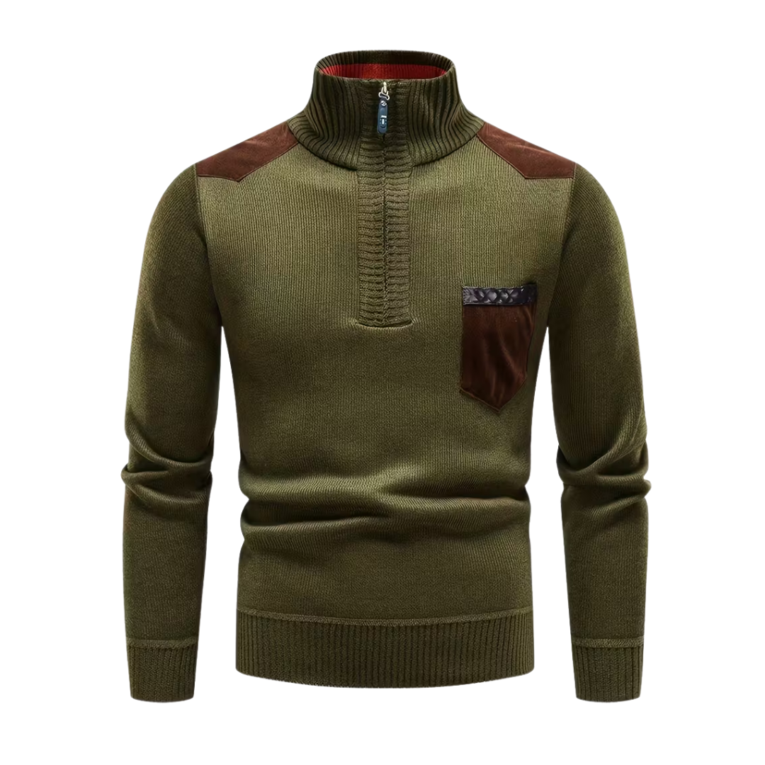 Heren Wintertrui – Half Col – Gebreid & Fleece Gevoerd