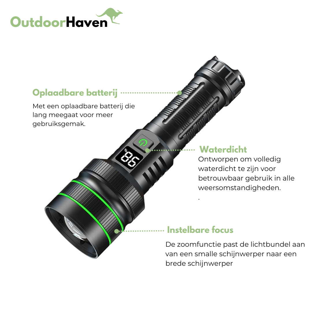 LED Zaklamp - Zoombaar 3 KM - Extreem Helder - OutdoorHavenNL