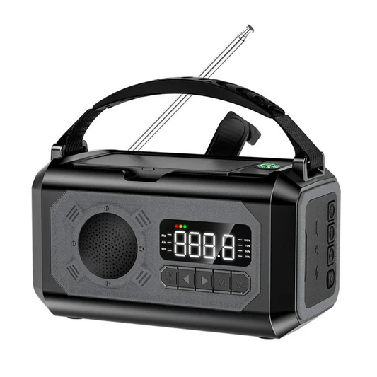 Noodradio met 12000 mAh – Zonnepaneel & Handzwengel