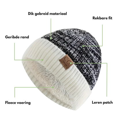 Outdoor Gebreide Herenmuts – Fleece Gevoerd & Extra Warm