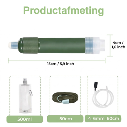 Waterfilter Camping Survival 4000L - Draagbaar - Noodwater Filter
