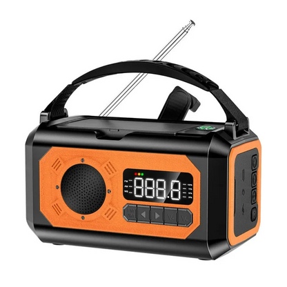 Noodradio met 12000 mAh – Zonnepaneel & Handzwengel