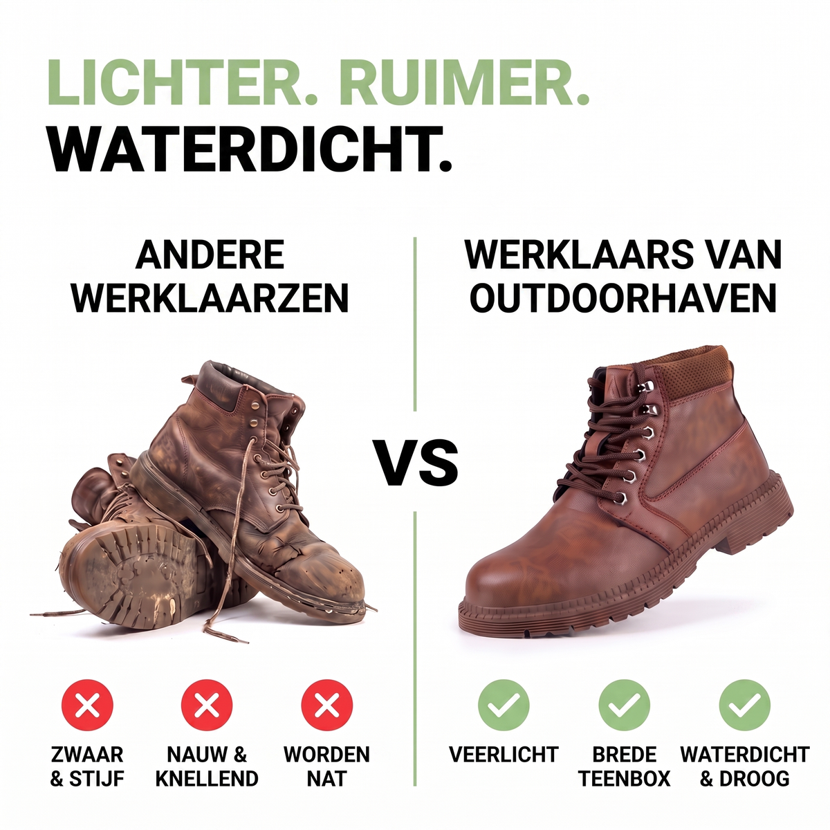 Werklaarzen Stalen Neus - Waterdicht - Antislip Zool