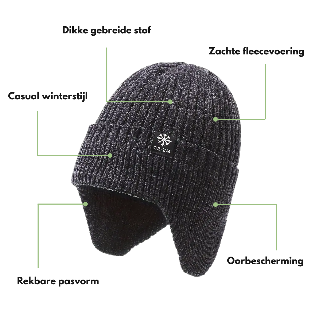 Heren Winter Gebreide Muts – Gevoerd - Oorwarmers