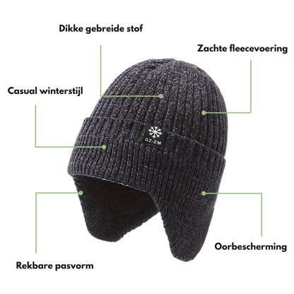 Heren Winter Gebreide Muts – Gevoerd - Oorwarmers