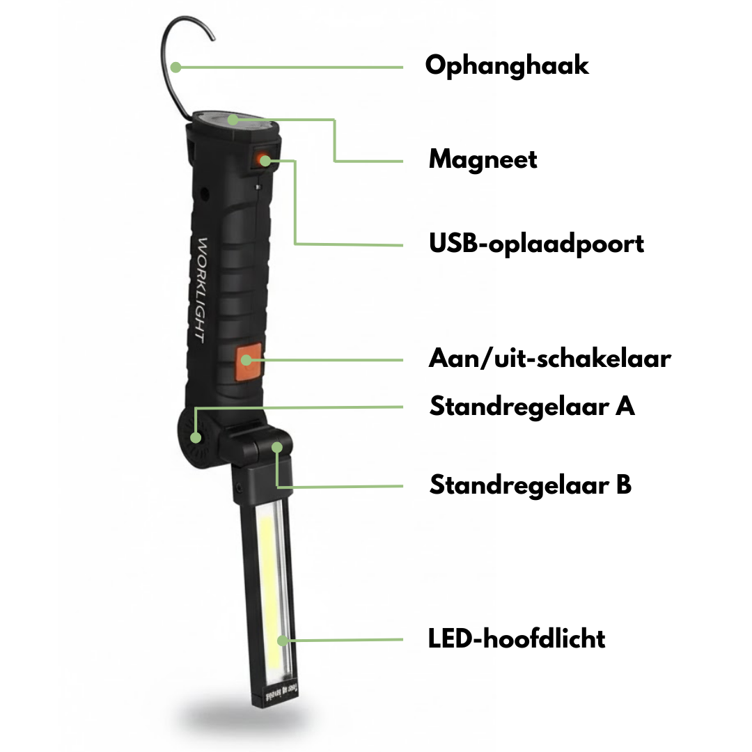 Oplaadbare werklamp – USB-C – Magnetische bevestiging
