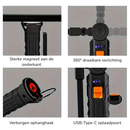 Oplaadbare werklamp – USB-C – Magnetische bevestiging