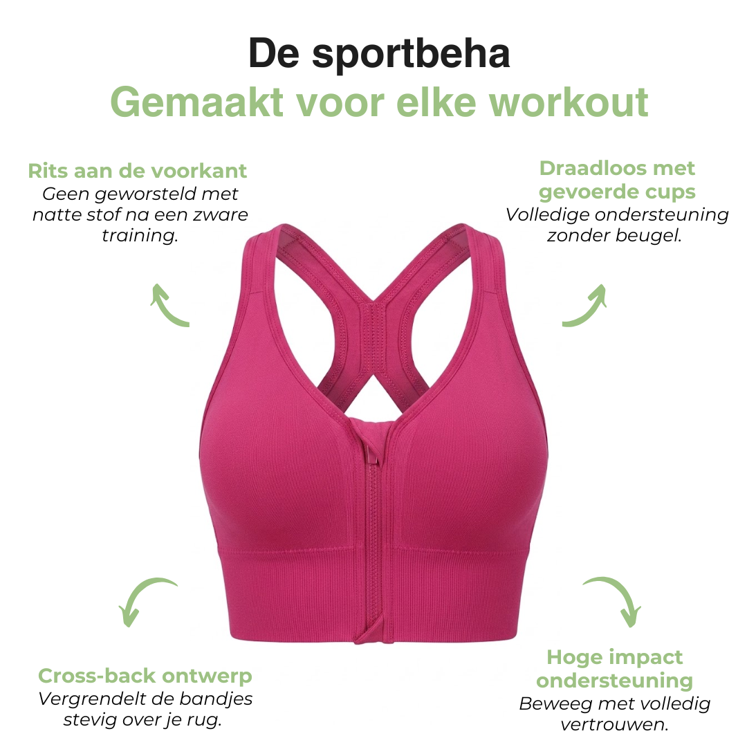 Dames Sportbeha met Rits - High Impact Racerback - Naadloos