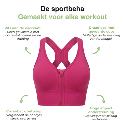 Dames Sportbeha met Rits - High Impact Racerback - Naadloos