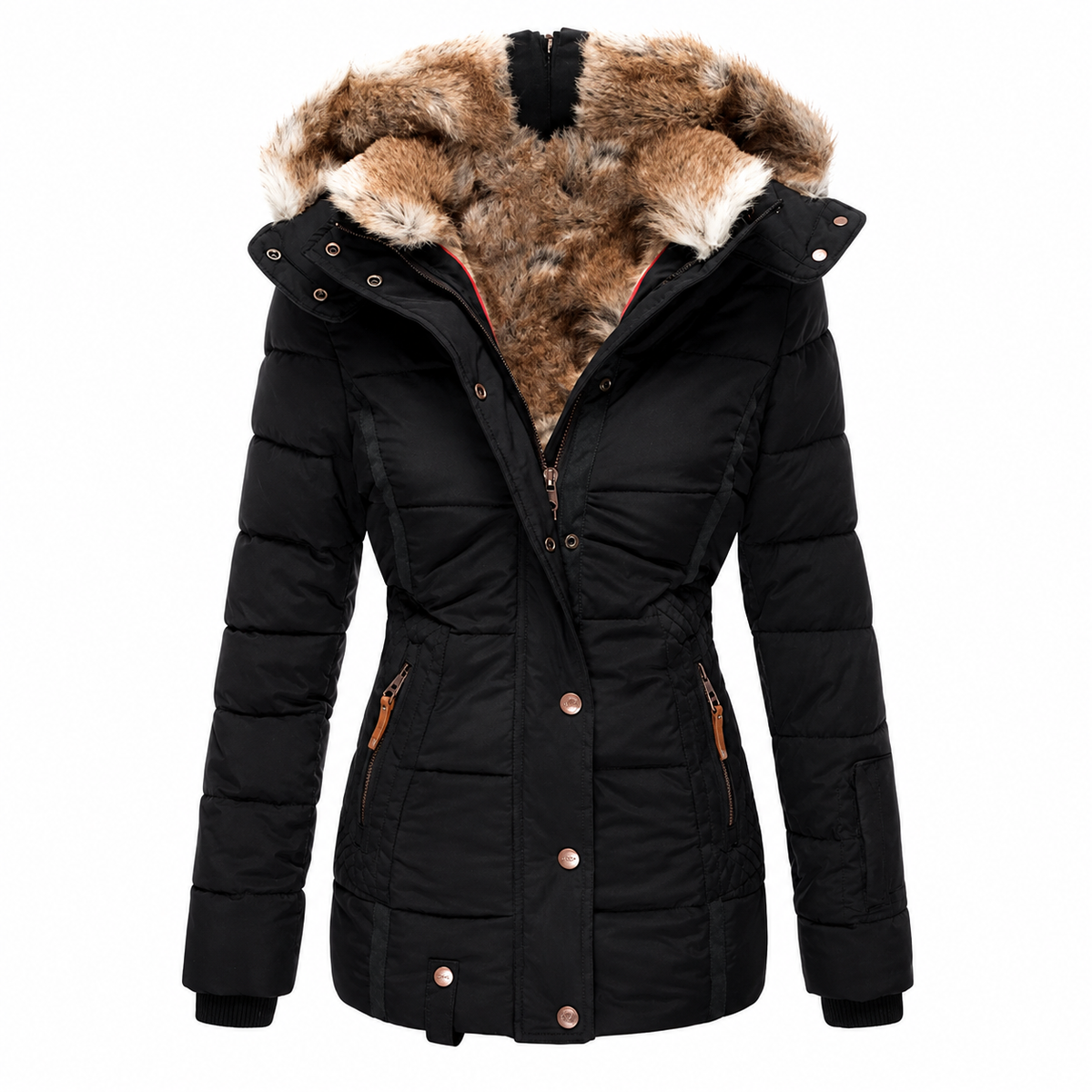 Winterjas Dames - Getailleerd - Afneembare Kap met Bont