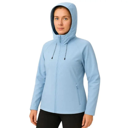 Gevoerde softshell jas dames met capuchon in roze