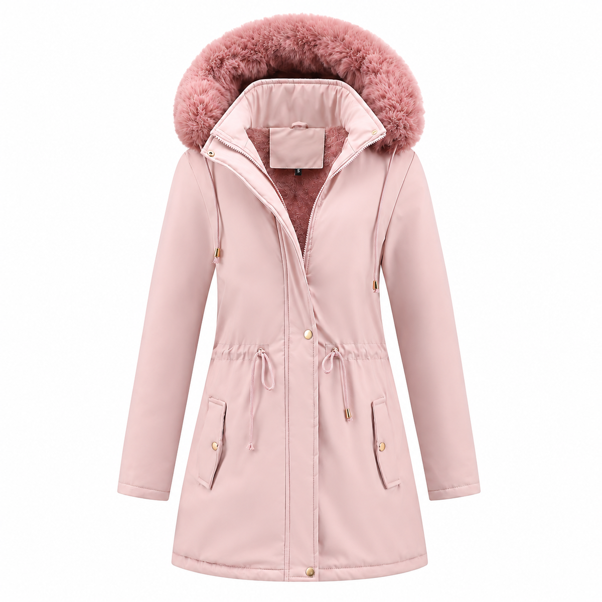 Parka dames met kunstbontcapuchon en waterdichte stof
