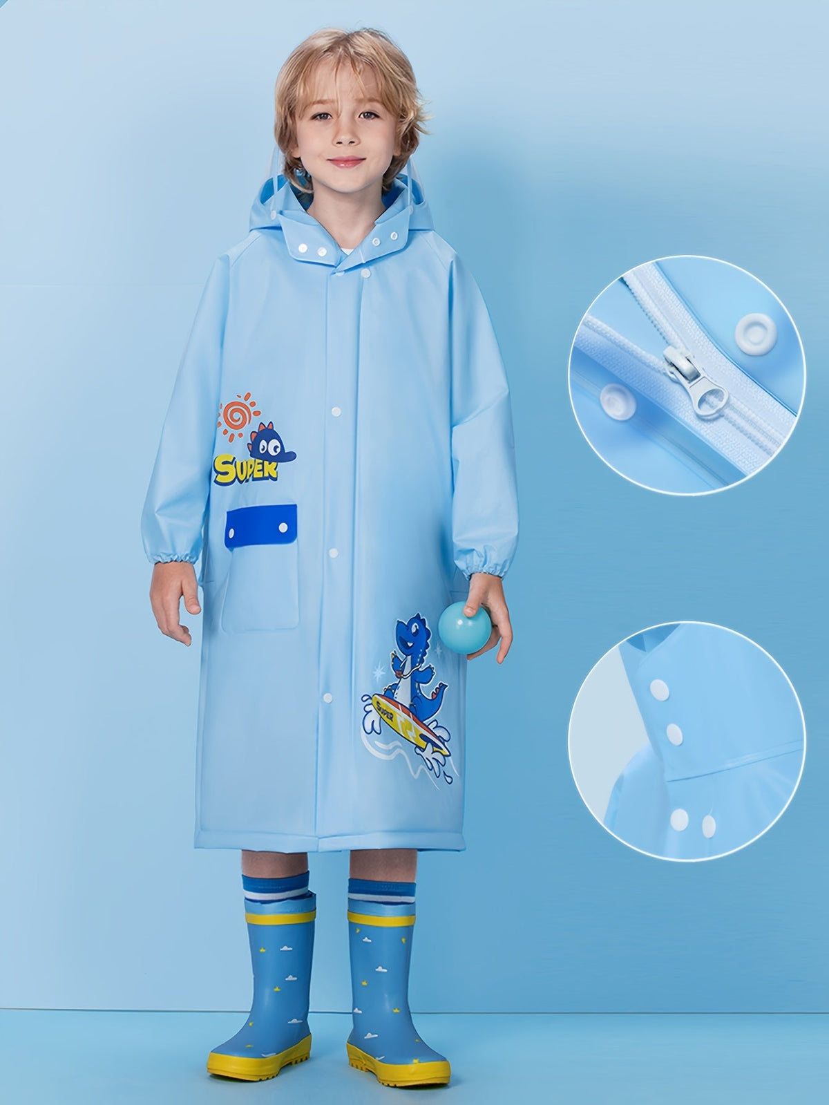 Regenjas voor kinderen met rugtasvak en kijkschermpje