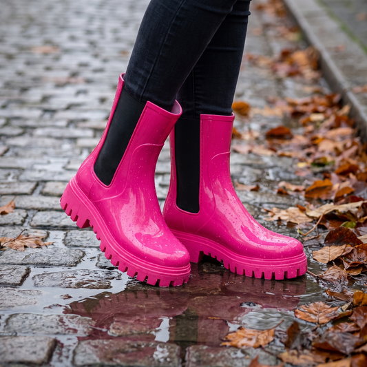 Hippe regenlaarzen dames in glanzende Chelsea-stijl, waterafstotend