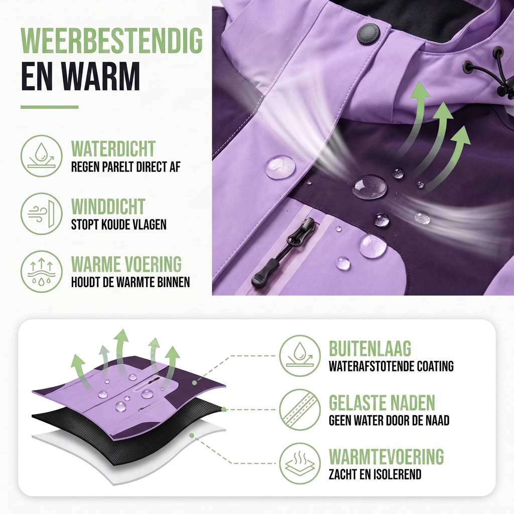 Regenjas Dames Waterdicht 5.000 mm - Functiejas met Capuchon