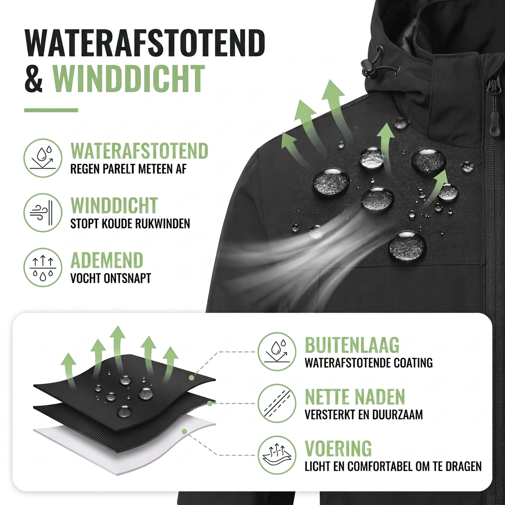Overgangsjas Heren - Lichte Regenjas met Capuchon - Waterafstotend