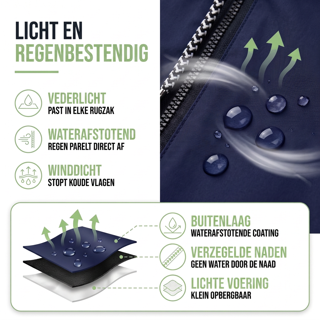 Lichte Regenjas Dames - Overgangsjas met Capuchon - Waterafstotend