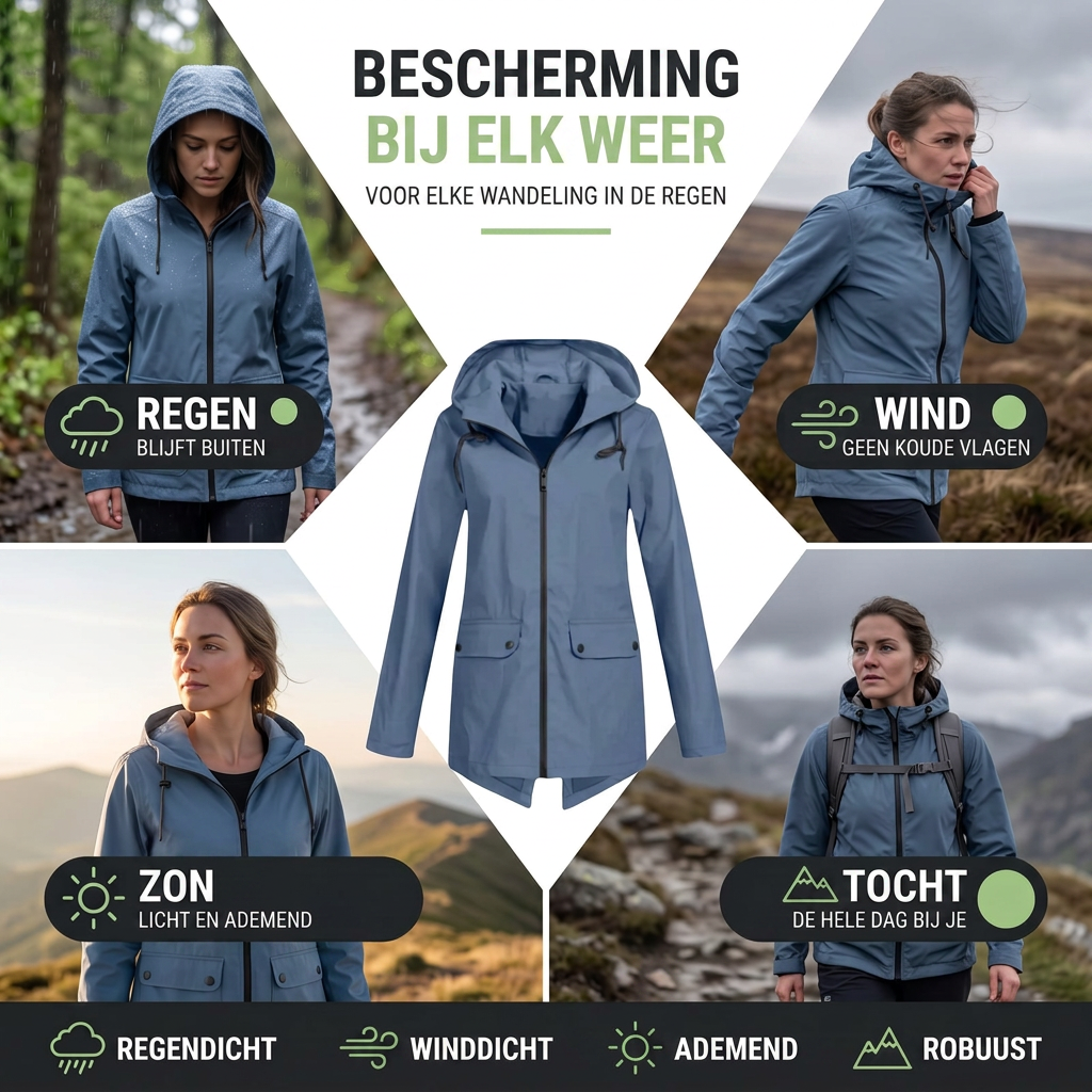 Korte Regenjas Dames - Overgangsjas met Capuchon - 6 Kleuren