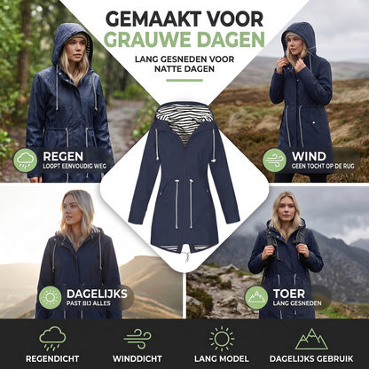Lange Regenjas Dames - Overgangsjas met Capuchon - tot 5XL