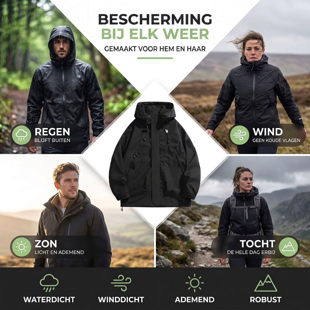 Windbreaker Unisex Waterdicht - Overgangsjas met Capuchon - 5 Kleuren