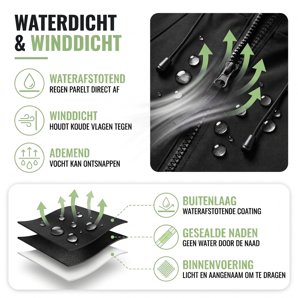 Windbreaker Unisex Waterdicht - Overgangsjas met Capuchon - 5 Kleuren
